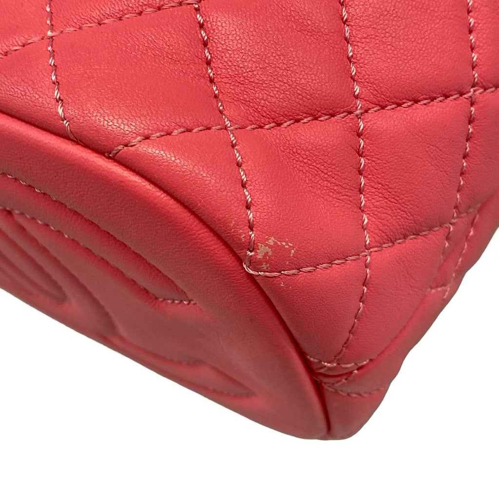 Chanel Handbag Quilted Pink Vintage Silver Drawstring Lambskin — view 6