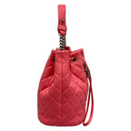 Chanel Handbag Quilted Pink Vintage Silver Drawstring Lambskin — view 2