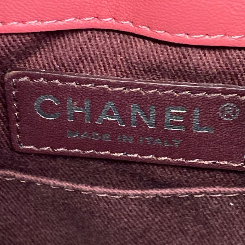 Chanel Handbag Quilted Pink Vintage Silver Drawstring Lambskin — view 9