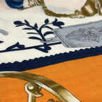Hermes Shawl Triangle Jean Orange Multi Etriers Cashmere Silk Scarf — view 4