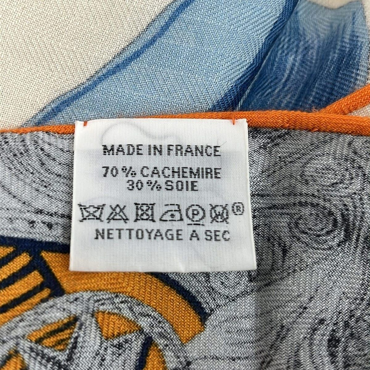 Hermes Shawl Triangle Jean Orange Multi Etriers Cashmere Silk Scarf — view 3