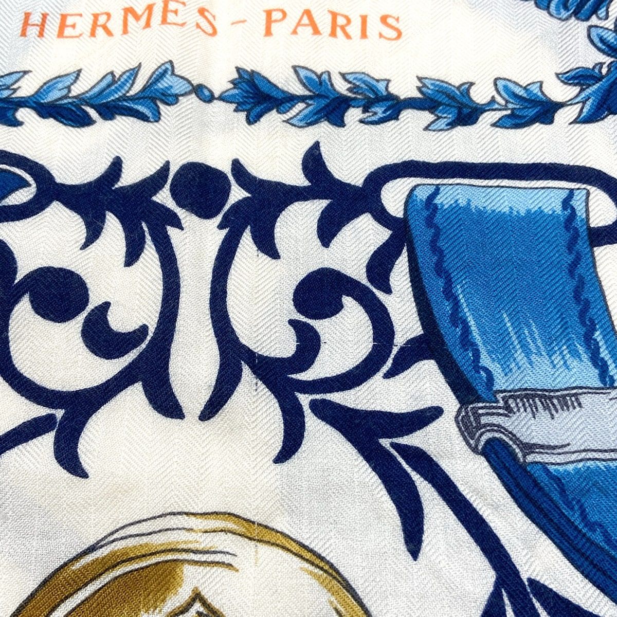 Hermes Shawl Triangle Jean Orange Multi Etriers Cashmere Silk Scarf — view 7