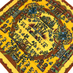 Hermes Scarf Carre 90 Yellow Brown Multi Astres Et Soleils