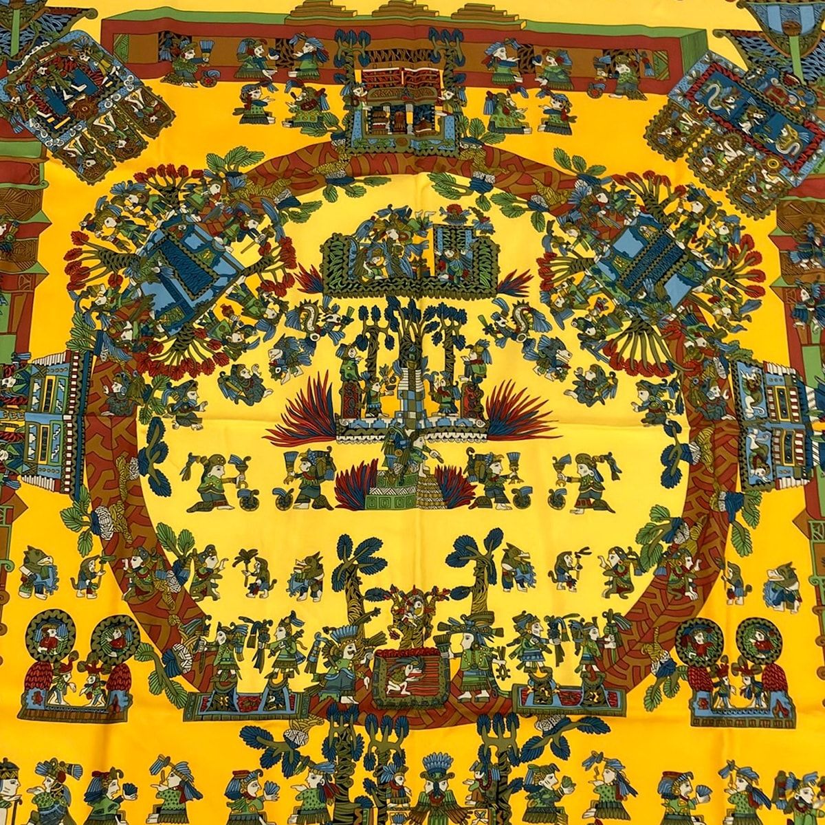 Hermes Scarf Carre 90 Yellow Brown Multi Astres Et Soleils — view 4