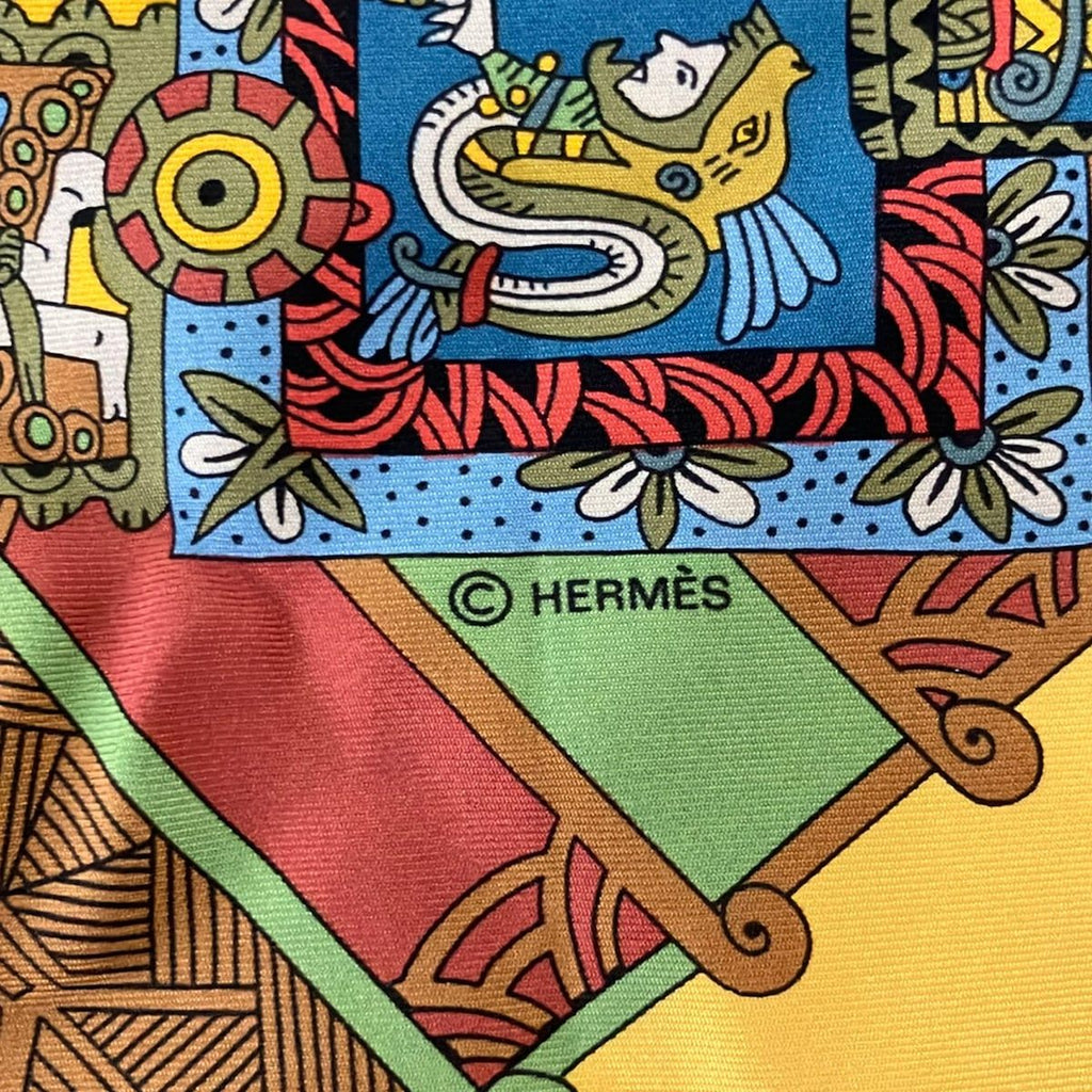 Hermes Scarf Carre 90 Yellow Brown Multi Astres Et Soleils — view 2