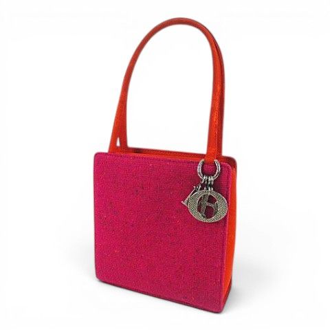 Dior Tote Charm Pink Tweed Bicolor