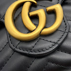 Gucci Chain Wallet GG Marmont Blanc Quilted Double Shoulder Bag Black — view 7