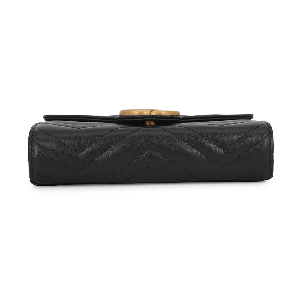 Gucci Chain Wallet GG Marmont Blanc Quilted Double Shoulder Bag Black — view 3