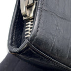 Saint Laurent Paris Wallet Zip Around Croco Embossed Leather Black — view 5