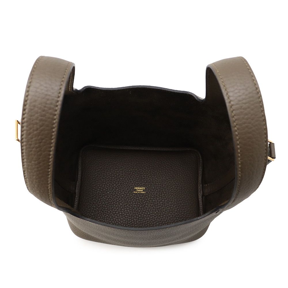 Hermes Handbag Picotin Lock PM Vert Roden Gold Taurillon Clemence Tote — view 5