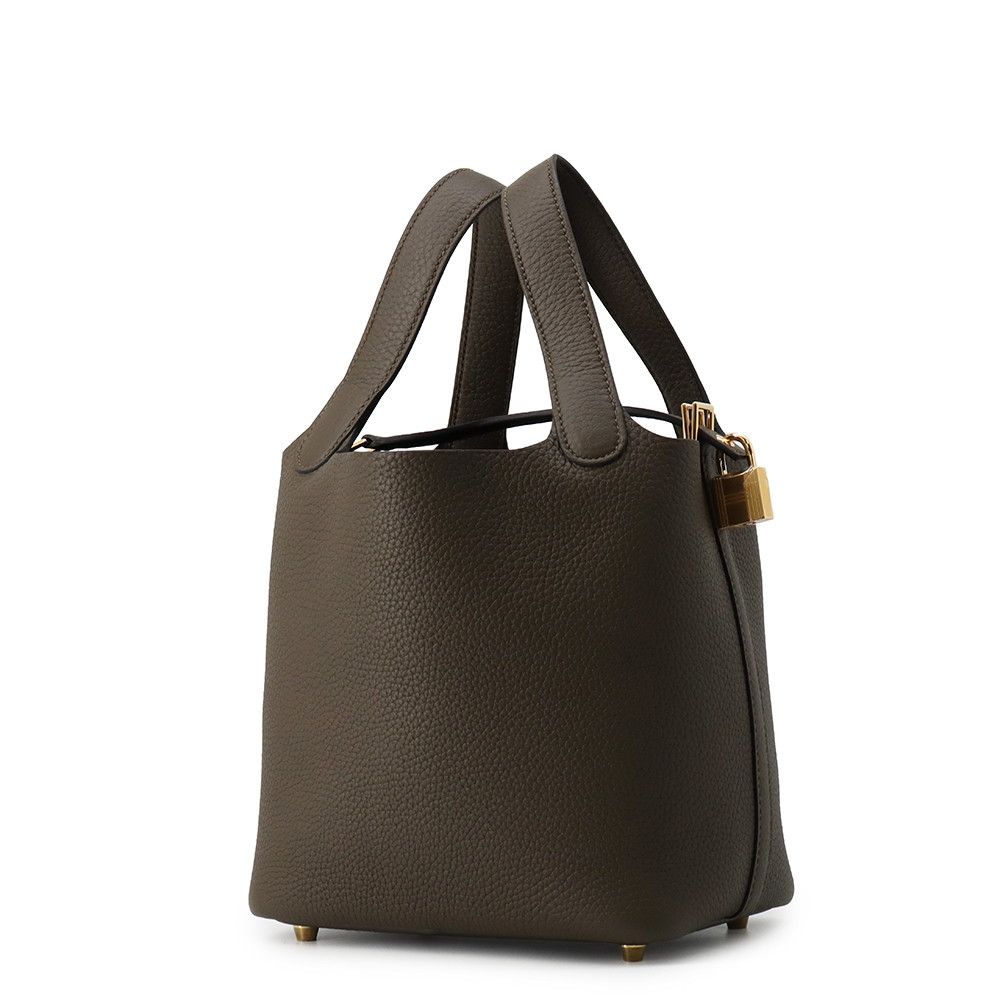 Hermes Handbag Picotin Lock PM Vert Roden Gold Taurillon Clemence Tote — view 2