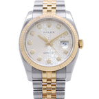 Rolex Datejust No SS 18k Yellow Gold Diamond Watch Silver Computer Dial