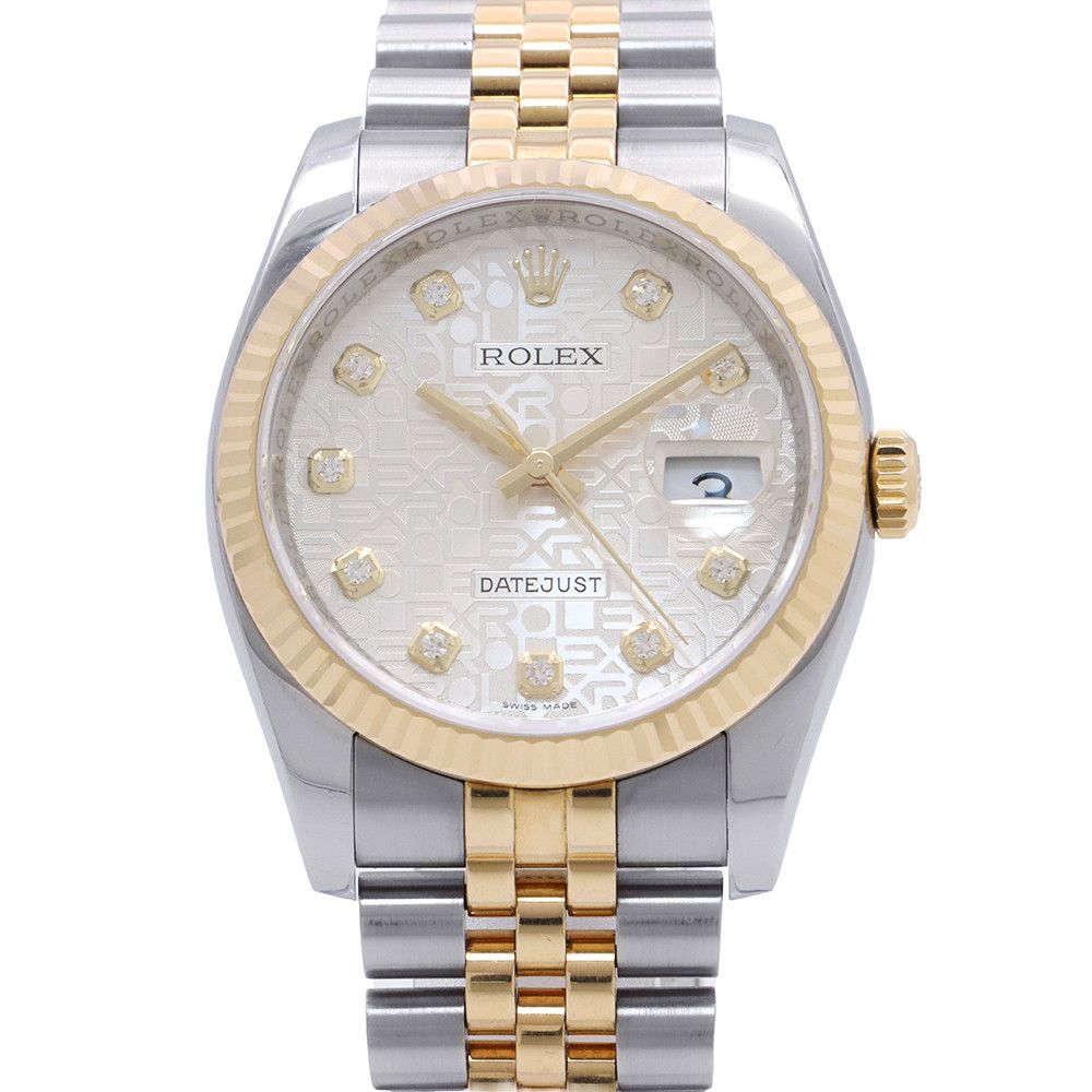 Rolex Datejust No SS 18k Yellow Gold Diamond Watch Silver Computer Dial