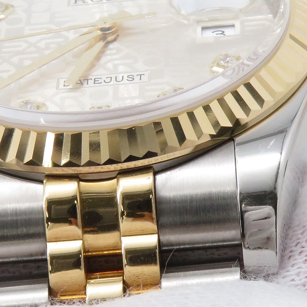 Rolex Datejust No SS 18k Yellow Gold Diamond Watch Silver Computer Dial — view 4