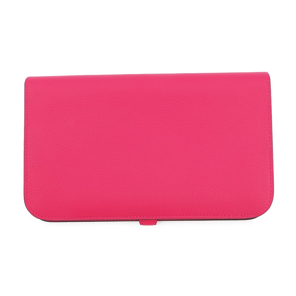 Hermes Wallet Dogon GM Duo Rose Mexico Lacca Silver Togo — view 3