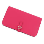 Hermes Wallet Dogon GM Duo Rose Mexico Lacca Silver Togo