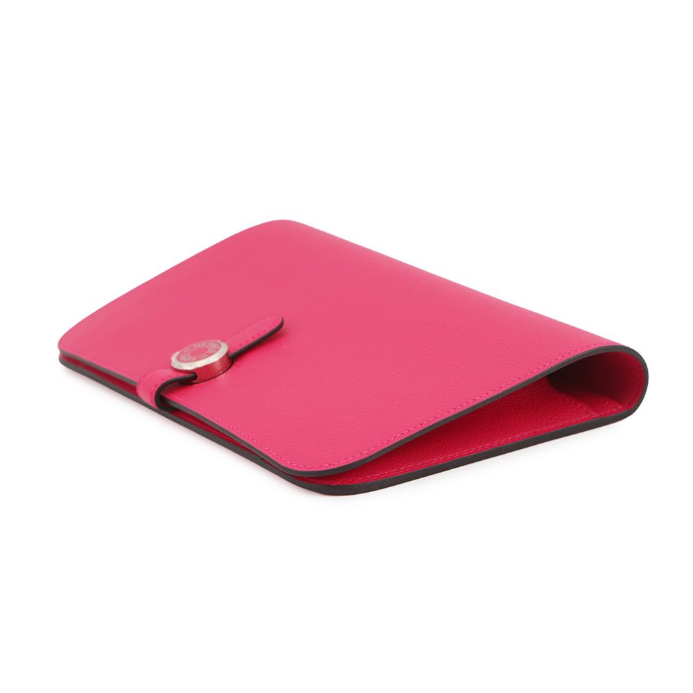 Hermes Wallet Dogon GM Duo Rose Mexico Lacca Silver Togo — view 2