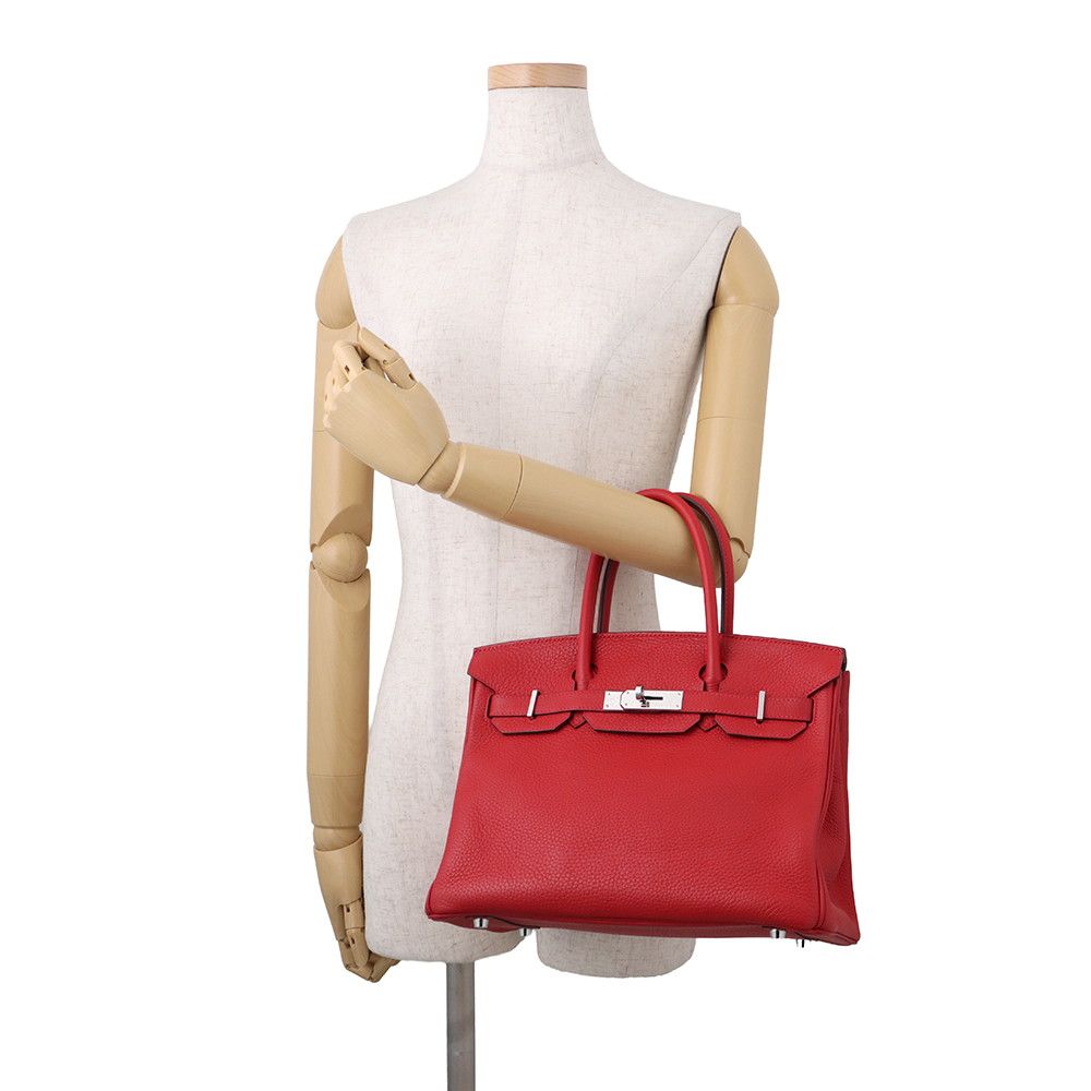 Hermes Birkin 30 Rouge Casac Silver Taurillon Clemence Handbag — view 4