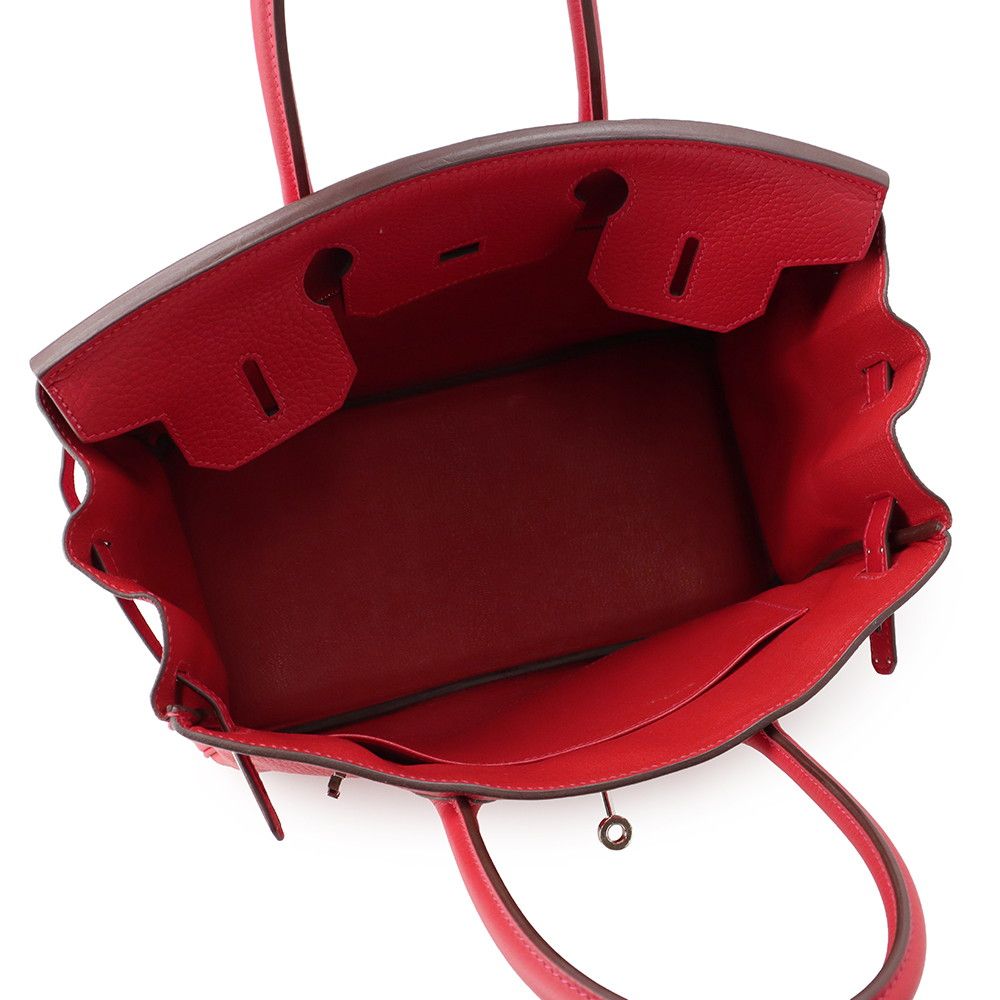Hermes Birkin 30 Rouge Casac Silver Taurillon Clemence Handbag — view 5