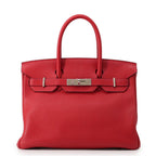 Hermes Birkin 30 Rouge Casac Silver Taurillon Clemence Handbag