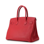 Hermes Birkin 30 Rouge Casac Silver Taurillon Clemence Handbag — view 2