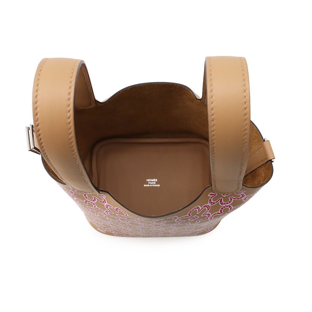 Hermes Picotin Lock Micro Lucky Daisy Chai Rose White Silver Swift — view 5
