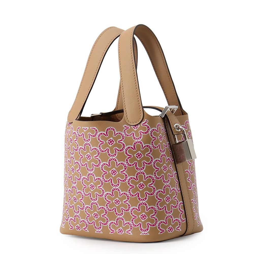 Hermes Picotin Lock Micro Lucky Daisy Chai Rose White Silver Swift — view 2