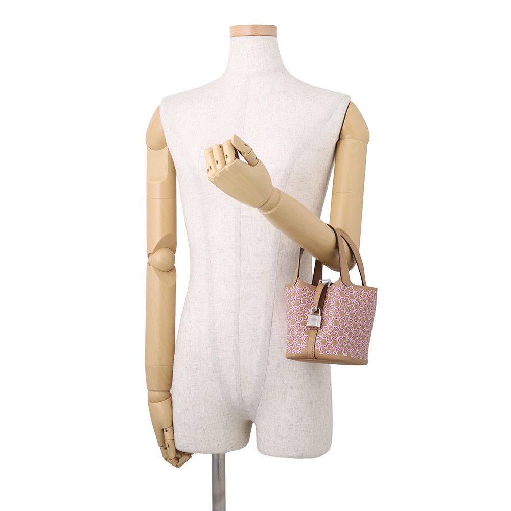Hermes Picotin Lock Micro Lucky Daisy Chai Rose White Silver Swift — view 4