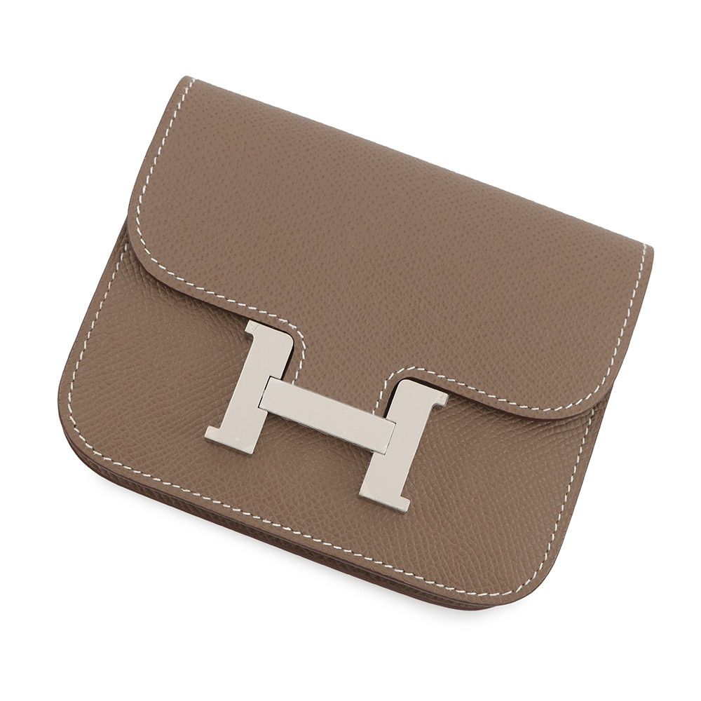 Hermes Wallet Constance Slim Etoupe Silver Epsom