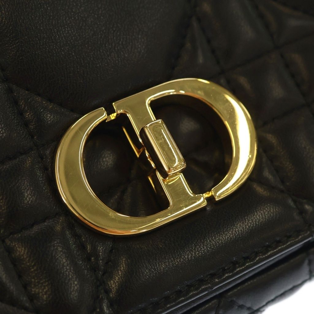 Dior Caro Cannage Lambskin Leather Chain Shoulder Bag Gold Black — view 6