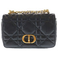 Dior Caro Cannage Lambskin Leather Chain Shoulder Bag Gold Black