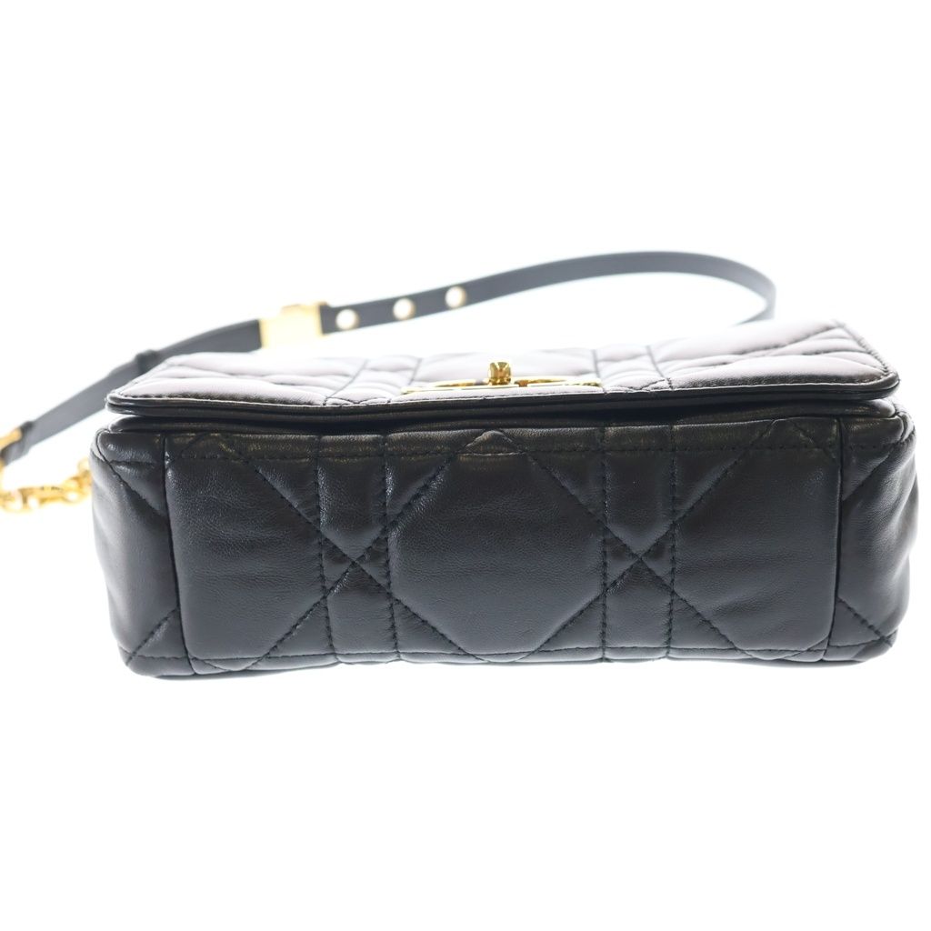 Dior Caro Cannage Lambskin Leather Chain Shoulder Bag Gold Black — view 4