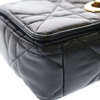 Dior Caro Cannage Lambskin Leather Chain Shoulder Bag Gold Black — view 5