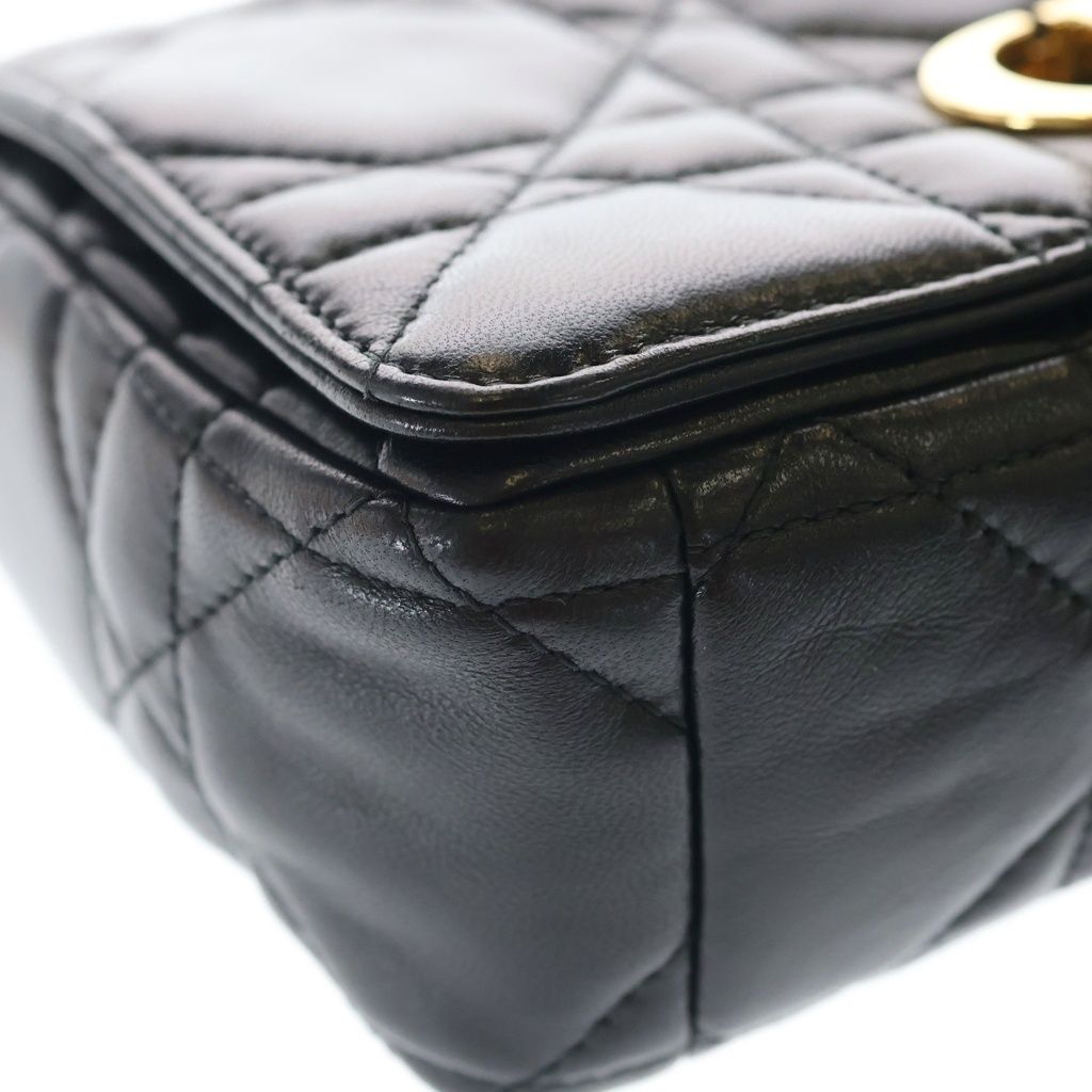 Dior Caro Cannage Lambskin Leather Chain Shoulder Bag Gold Black — view 5