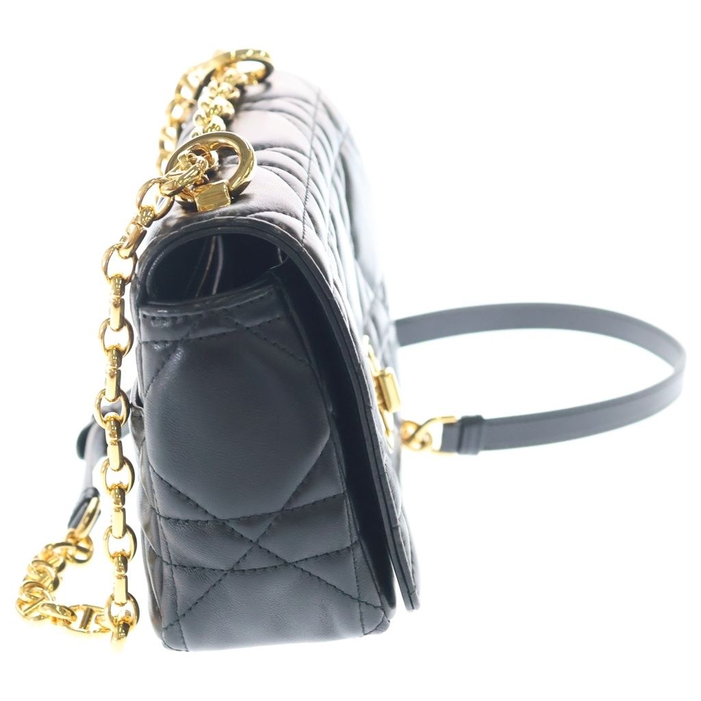 Dior Caro Cannage Lambskin Leather Chain Shoulder Bag Gold Black — view 3