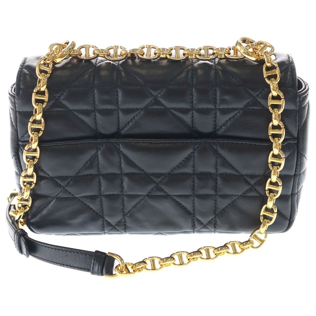 Dior Caro Cannage Lambskin Leather Chain Shoulder Bag Gold Black — view 2
