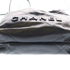 Chanel 22 Mini Shiny Calfskin Leather So Black Chain Shoulder Bag Plate — view 4