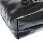 Chanel 22 Mini Shiny Calfskin Leather So Black Chain Shoulder Bag Plate — view 5
