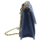 Chanel Quilted Chain Handle Denim 2-Way Bag Gold Indigo Plate — view 3
