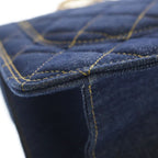 Chanel Quilted Chain Handle Denim 2-Way Bag Gold Indigo Plate — view 7
