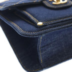 Chanel Quilted Chain Handle Denim 2-Way Bag Gold Indigo Plate — view 5