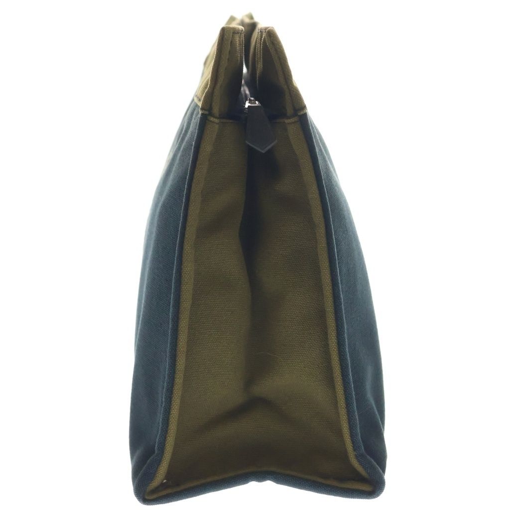 Hermes Fourre Tout Canvas Clutch Silver Khaki Navy — view 3