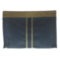 Hermes Fourre Tout Canvas Clutch Silver Khaki Navy