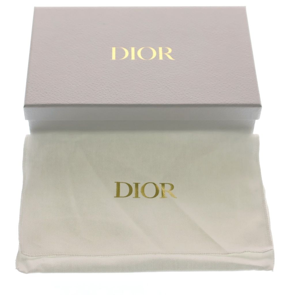 Dior Caro Cannage Wallet Card Case Black Leather Gold — view 6