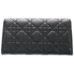 Dior Caro Cannage Wallet Card Case Black Leather Gold — view 2