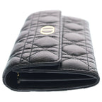 Dior Caro Cannage Wallet Card Case Black Leather Gold — view 3