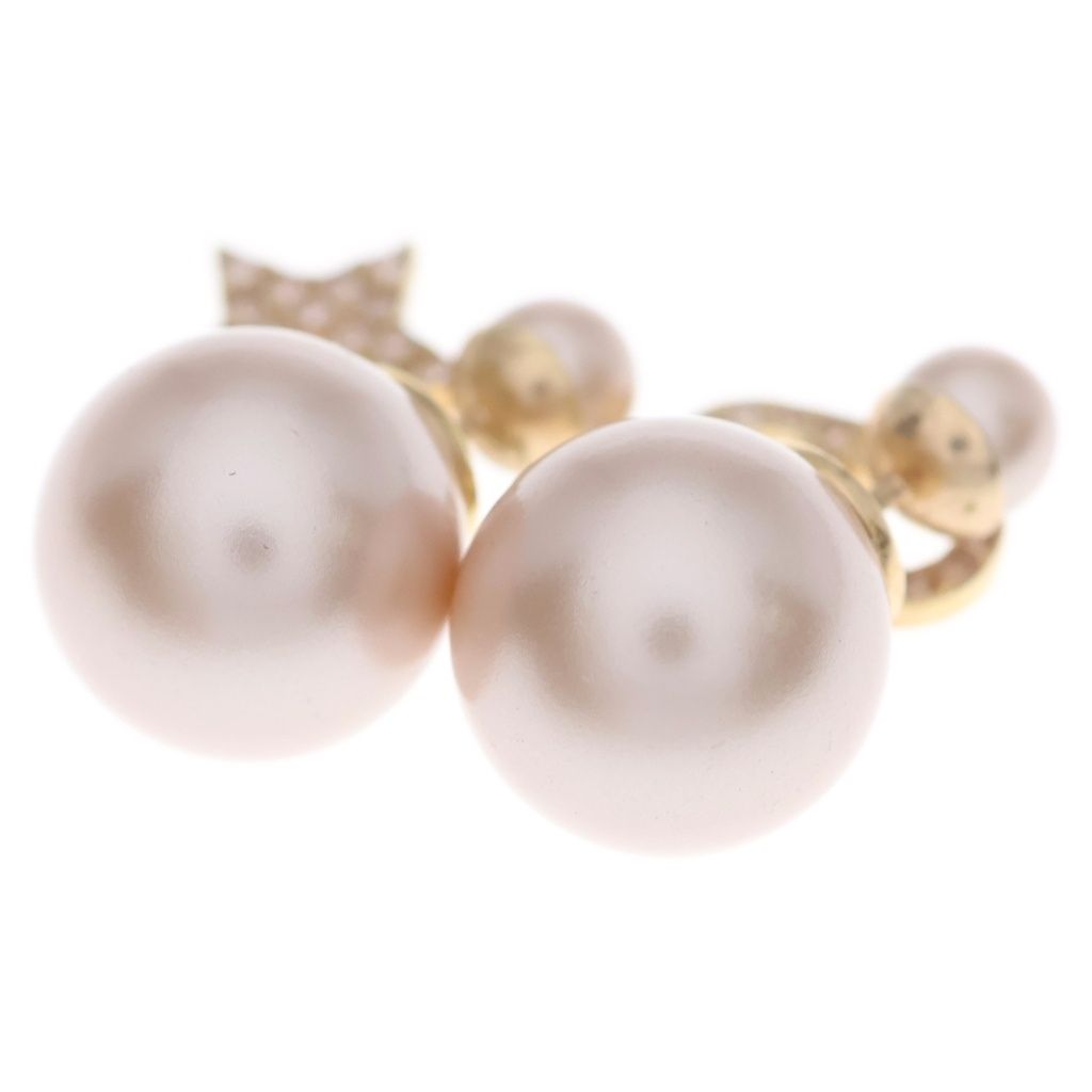 Dior Rhinestone Pearl Earrings Pink Gold — view 2