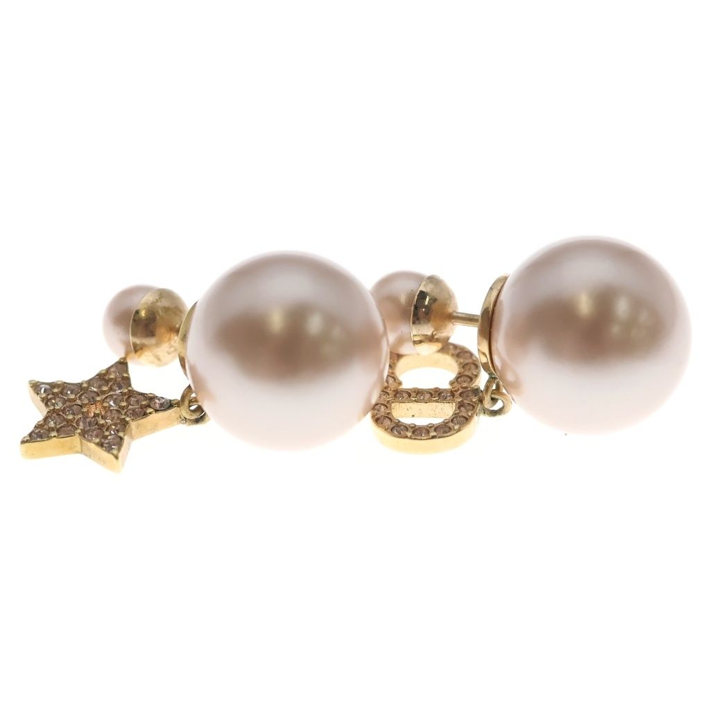Dior Rhinestone Pearl Earrings Pink Gold — view 3