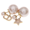 Dior Rhinestone Pearl Earrings Pink Gold