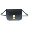 Celine Classic Box Shoulder Bag Black Leather Gold